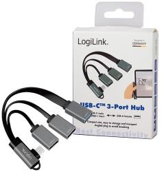 LogiLink USB-C Hub, 2x USB 2.0 AF + 1x USB 3.0 AF, angled plug (UA0361)