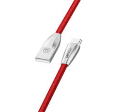 USAMS U-LIGHT adatkábel (USB - Type-C, 2A, gyorstöltő, 120cm, LED jelzés) PIROS (TCZSUSB04) (TCZSUSB04)