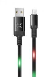  Adat-és töltőkábel DC09, MicroUSB/USB csatlakozó, hangra bekapcsoló villogó fénnyel, 2A gyors töltés, 1 méter, fekete (DC09M)