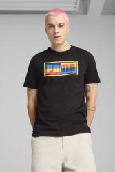 PUMA Puma, Kerek nyakú pamuttartalmú póló, Fekete, Sáfránysárga, Világoskék, 2XL (684827-01-XXL)