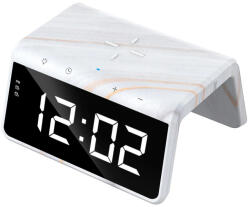 Havit - Asztali Telefon Vezeték Nélküli Töltő (W320) - Digitális Órával, RGB LED Fénnyel, 15W - Márvány