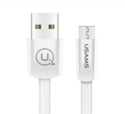 USAMS U2 adatkábel (USB - microUSB, 2A, gyorstöltő, 120cm, lapos kábel) FEHÉR (SJ201MIC02) (SJ201MIC02)