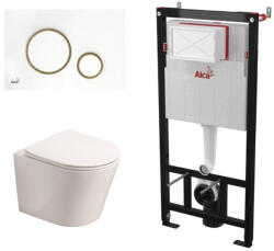 Fluminia Set complet vas WC suspendat Fluminia Clementina Alb cu rezervor Alca si clapeta alb si auriu (AM101+M775+G5330WH)