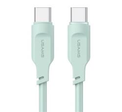 USAMS LITHE SERIES adatkábel (Type-C - Type-C, 100W, PD gyorstöltő, 120cm, LED jelzés) VILÁGOSZÖLD (SJ567USB04) (SJ567USB04)