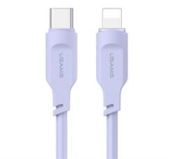 USAMS LITHE SERIES adatkábel (Type-C - lightning, 20W, PD gyorstöltő, 120cm, LED jelzés) LILA (SJ566USB03) (SJ566USB03)
