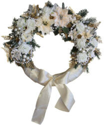  Kézzel Készített Krém Bársony Karácsonyi Koszorú - 50 cm