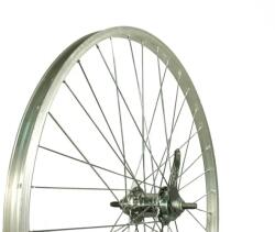 Remerx 26-os (20x559mm) hátsó kerék, kontrás, szimplafalú felni, csavaros tengellyel, ezüst