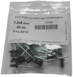  EcoPop Nit pop deschis cu cap D 3, 2x6 RAL8019 (20 buc) (ZIP698)