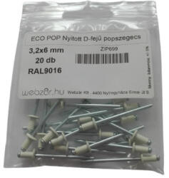  EcoPop Nit pop deschis cu cap D 3, 2x6 RAL9016 (20 buc) (ZIP699)