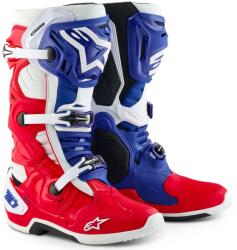 Alpinestars Tech 10 limitált kiadású FORTITUDE motoros csizma fehér-kék-piros