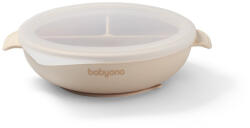  BabyOno babatányér - tapadó aljú, fedeles, 3 rekeszes bézs 1661/03 - babycenter-online