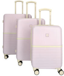 Enrico Benetti Princetown lila-bézs 4 kerekű 3 részes bőrönd szett (Princetown-szett-lila-bezs-21000014-03)