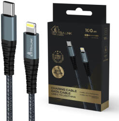 Extralink Smart Life kábel, 27W, USB-C to Lightning, 100 cm, TPE, 9V 3A, fekete