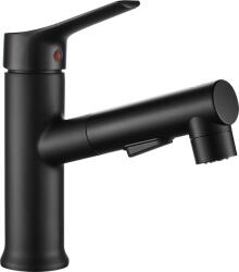 Kuchinox Fonte, mosdócsaptelep kihúzható zuhanyfejjel, matt fekete, LAV-BQT_729D (LAV-BQT_729D)