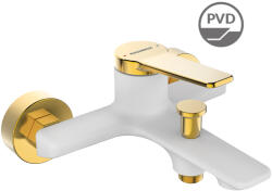 Kuchinox Alanis, falra szerelhető kádcsaptelep 150mm, fehér-arany fényes, LAV-BQI_610G (LAV-BQI_610G)