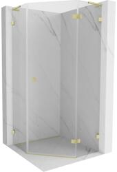 Mexen Lunar, L jobb csuklós ötszögű zuhanykabin 100x100 cm, 8mm átlátszó üveg, arany matt profil, 831L-100P-100L-55-00-P (831L-100P-100L-55-00-P)