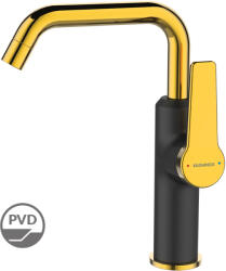 Kuchinox Alanis, mosdó csaptelep L alakú kifolyóval, h-235, fekete-arany fényes, LAV-BQI_725G (LAV-BQI_725G)