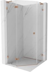 Mexen Lunar, L balra dönthető ötszögű zuhanysarok, 90 x 90 cm, 8mm átlátszó üveg, matt rézprofil, 831L-090L-090P-65-00-L (831L-090L-090P-65-00-L)