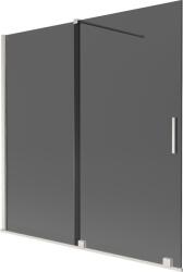 Mexen Velar, 2 szárnyas eltolható kádparaván 160 x 150 cm, 8mm szürke üveg, csiszolt acél, 896-160-000-41-97 (896-160-000-41-97)