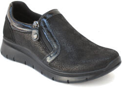 Imac női cipzáras bőr és stretch fekete félcipő 856500-01170-011 07674