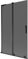 Mexen Velar L, 2 szárnyas eltolható kádparaván 110 x 150 cm, 8mm szürke üveg, fekete matt, 896-110-003-41-70 (896-110-003-41-70)