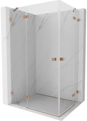 Mexen Lunar Duo, csuklós zuhanykabin 90 x 80 cm, 8 mm átlátszó üveg, matt réz profil, 834-090L-080P-65-00 (834-090L-080P-65-00)