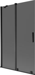 Mexen Velar, 2 szárnyas eltolható kádparaván 110 x 150 cm, 8mm szürke üveg, fekete matt, 896-110-000-41-70 (896-110-000-41-70)
