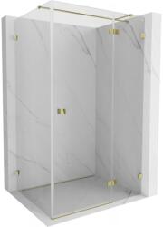 Mexen Lunar T, csuklós zuhany jobb oldali 130 x 80 cm, 8 mm átlátszó üveg, arany profil, 834T-130-080-50-00-P (834T-130-080-50-00-P)