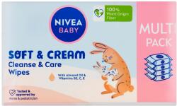 Nivea Baby Soft & Cream törlőkendők 4 x 57 db