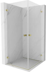 Mexen Lunar-B Duo, csuklós zuhany 70 x 70 cm, 8 mm átlátszó üveg, arany profil, 832-070L-070P-50-00 (832-070L-070P-50-00)