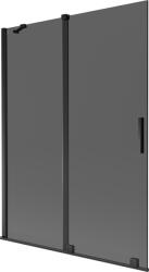 Mexen Velar, 2 szárnyas eltolható kádparaván 130 x 150 cm, 8mm szürke üveg, fekete matt, 896-130-000-41-70 (896-130-000-41-70)