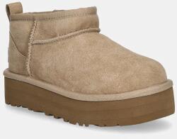 Ugg gyerek hócipő velúrból CLASSIC ULTRA MINI PLATFORM bézs - bézs 32.5