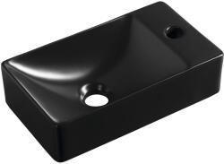 SAPHO Sapho, KIS kerámia mosogató 38x22cm, csapnyílás jobb oldalon, fekete matt, MGT3822B (MGT3822B)