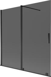 Mexen Velar, 2 szárnyas eltolható kádparaván 160 x 150 cm, 8mm szürke üveg, fekete matt, 896-160-000-41-70 (896-160-000-41-70)