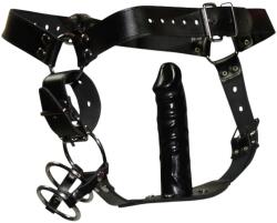 ZADO - bőr tanga dildóval, 3 péniszgyűrűvel - sexshopcenter