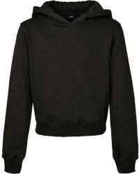 Build Your Brand Női kapucnis crop top pulóver - Fekete | 122-128 cm (BY113-1000285426)