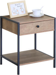 Intenso Home kisasztal / éjjeliszekrény fiókkal 40 x 40cm fém lábbal modern tölgy színben hálószobába nappaliba | Masszív fém váz (INT-CTG404050)