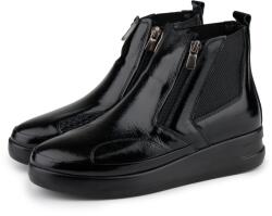 Vlnka Rebeka cipzáras női bőr bokacipő bütyökhöz, fekete felnőtt cipő méret 36