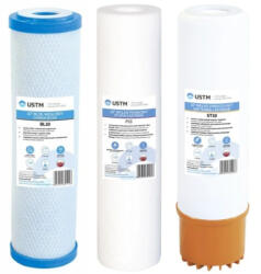 USTM 3 lépcsős vízlágyító szűrőkészlet 10" USTM (kemény vízhez) (STBL)