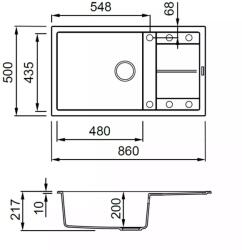 Elleci - Mosogatótálca Unico 410 86x50 Granitek egymedence + csepptálca G40 Nero fekete kiegészítőkkel (LGU41040BKM)