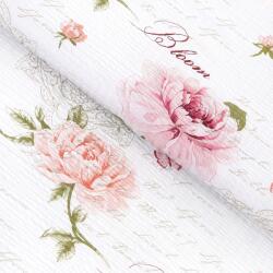 Goldea pamut krepp anyag - pünkösdirózsa mintás 160 cm