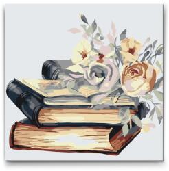  Festés számok szerint - Virágok a könyveken Méret: 50x50cm, Keretezés: Kartonlemezen