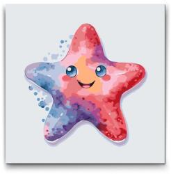  Festés számok szerint - Vidám tengeri csillag Méret: 30x30cm, Keretezés: Keret nélkül (csak a vászon)