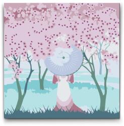  Festés számok szerint - Nő a cseresznyéskertben Méret: 50x50cm, Keretezés: Keret nélkül (csak a vászon)