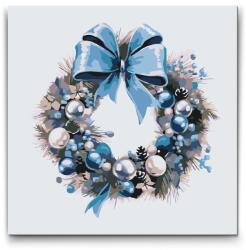  Festés számok szerint - Karácsonyi koszorú Méret: 30x30cm, Keretezés: Keret nélkül (csak a vászon)