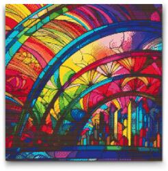  Gyémántszemes kirakó - Ólomüveg ablakok Méret: 50x50cm, Keretezés: Kartonlemezen, Gyémántok: Négyzet alakú