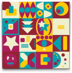  Festés számok szerint - Absztrakt doboz geometriai Méret: 30x30cm, Keretezés: Keret nélkül (csak a vászon)