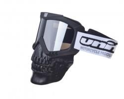 Unit Ochelari motocross atv enduro Unit, model masca craniu, culoare rama negru, lentila oglinda argintie (AB361015C) - mxenduro
