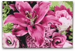  Festés számok szerint - Liliom csokorban Méret: 20x30cm, Keretezés: Keret nélkül (csak a vászon)