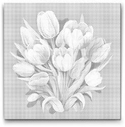  PontPöttyöző - Tulipán csokor Méret: 50x50cm, Keretezés: Kartonlemezen, Szín: Zöld